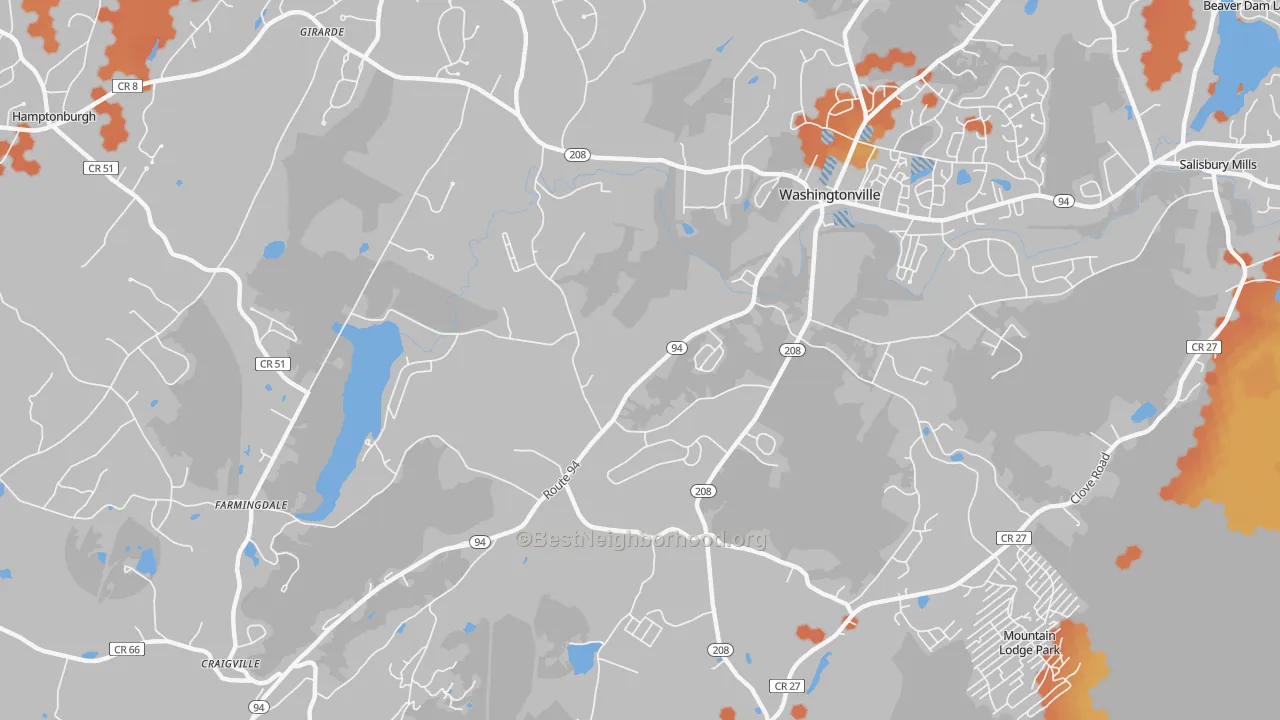 Bike Grade map of Blooming Grove, NY