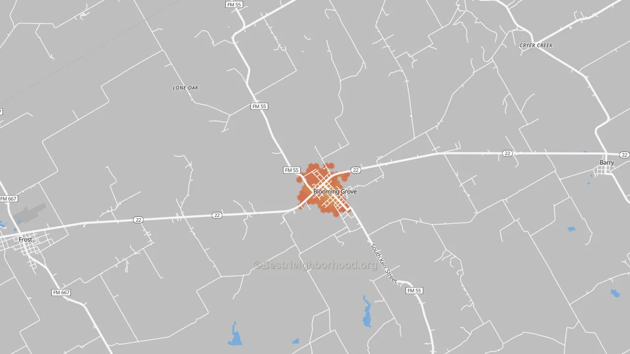 Bike Grade map of Blooming Grove, TX