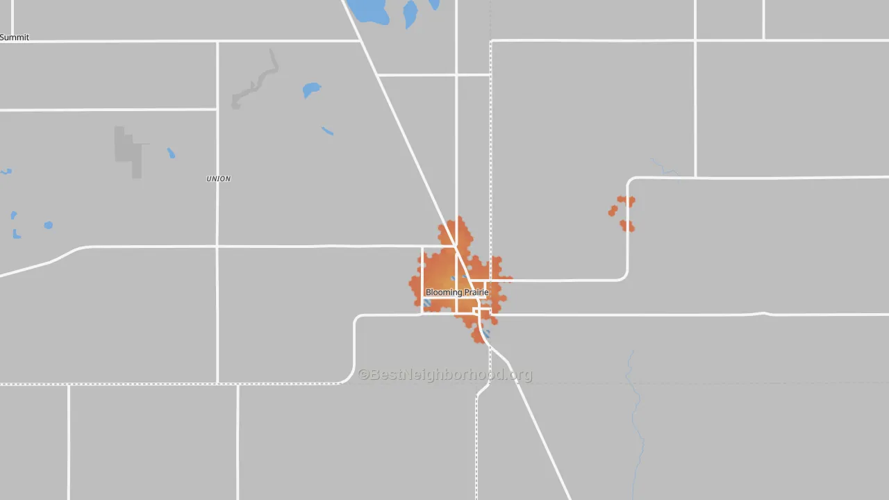 Bike Grade map of Blooming Prairie, MN