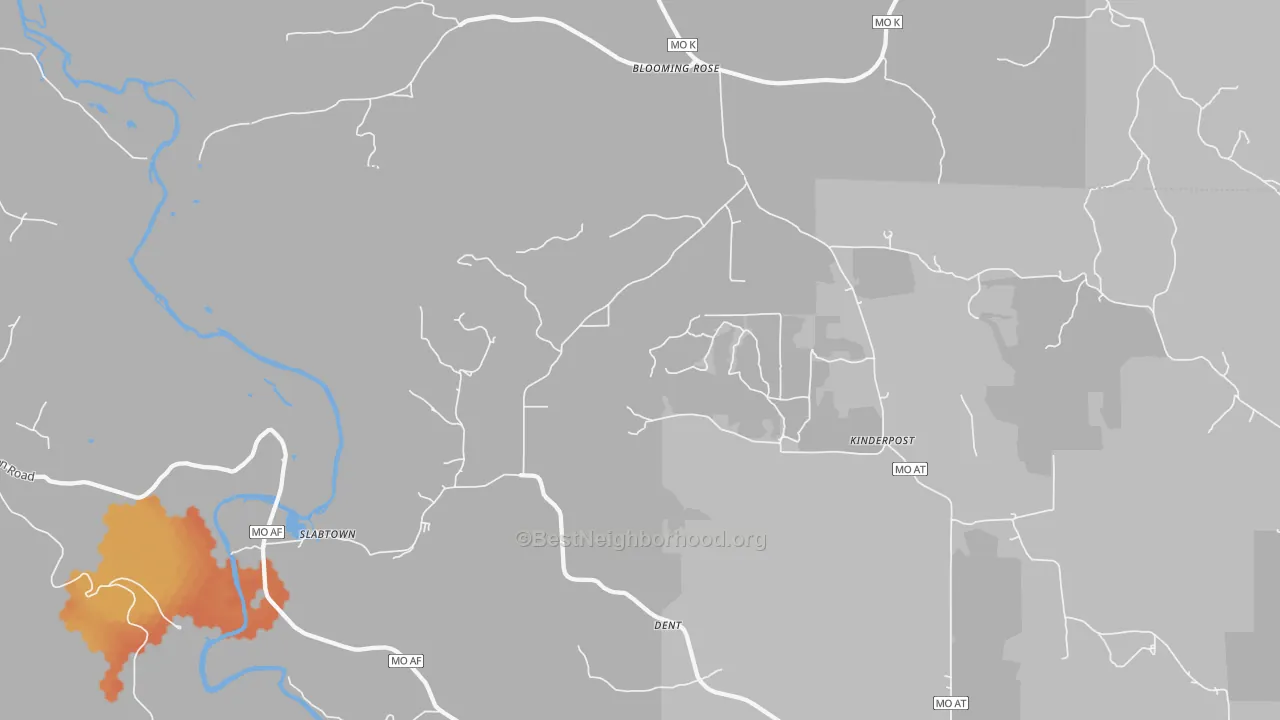 Bike Grade map of Blooming Rose, MO