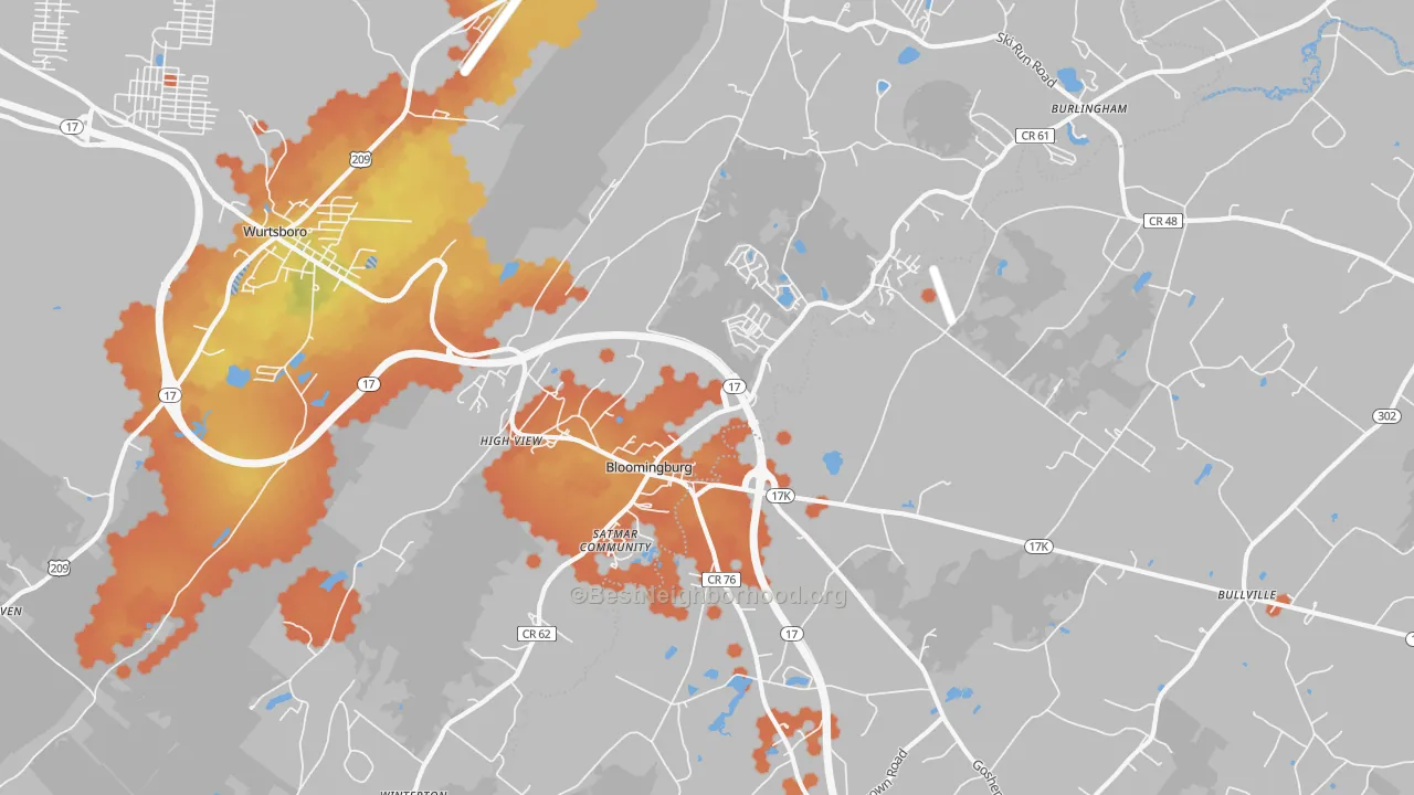 Bike Grade map of Bloomingburg, NY