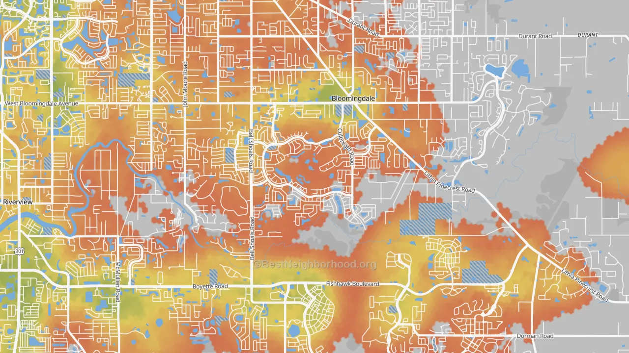 Bike Grade map of Bloomingdale, FL
