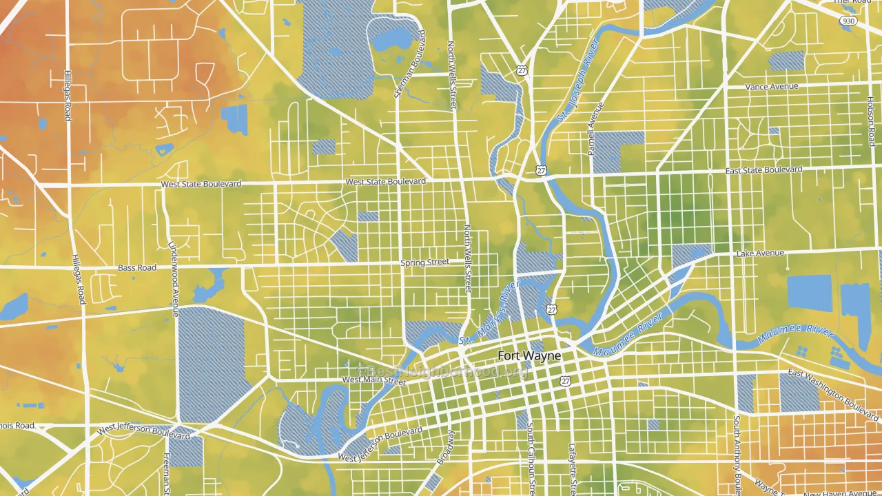 Bike Grade map of Bloomingdale, Fort Wayne, IN