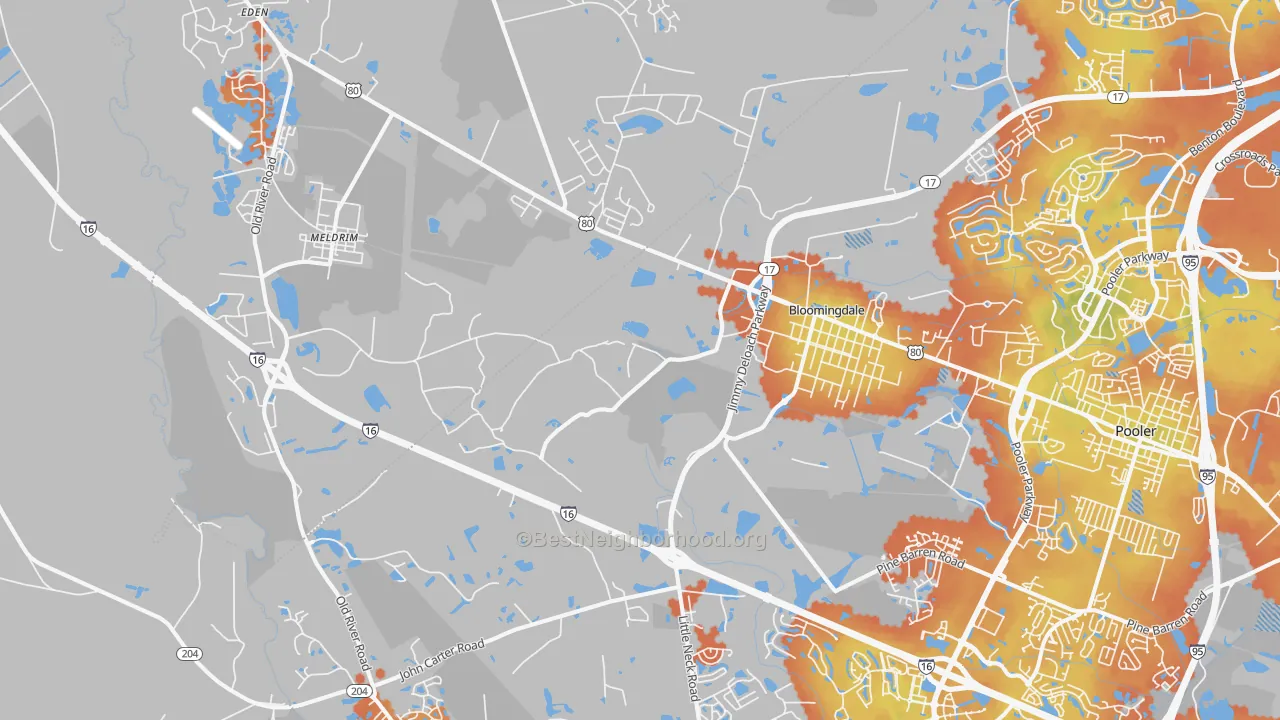 Bike Grade map of Bloomingdale, GA