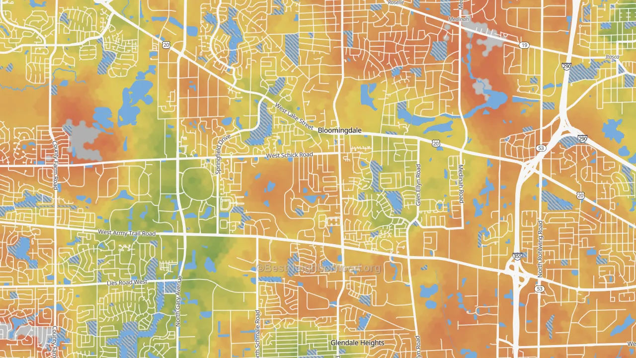 Bike Grade map of Bloomingdale, IL