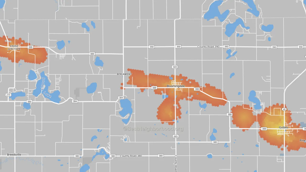 Bike Grade map of Bloomingdale, MI