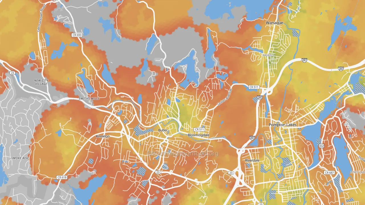 Bike Grade map of Bloomingdale, NJ
