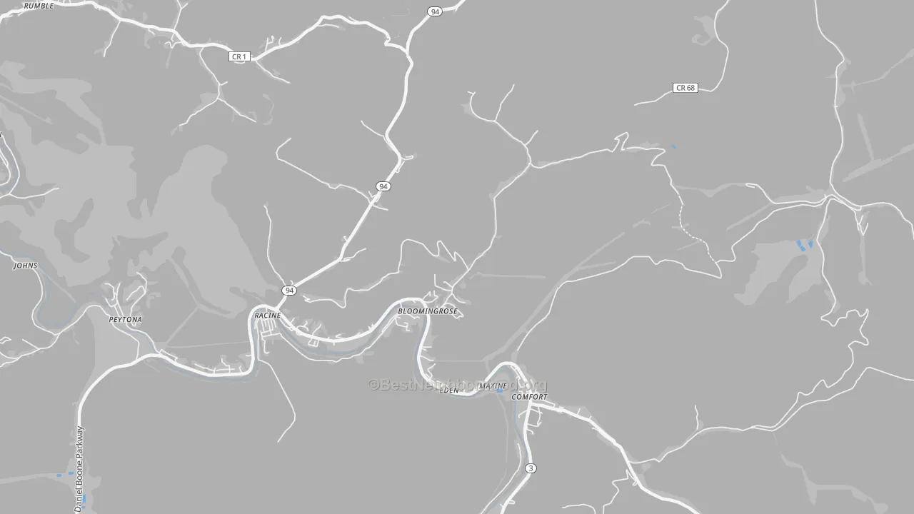 Bike Grade map of Bloomingrose, WV