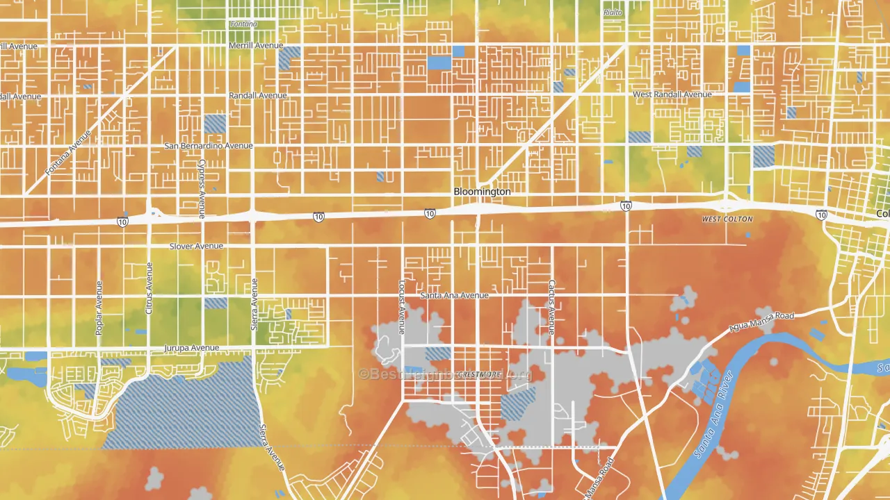 Bike Grade map of Bloomington, CA