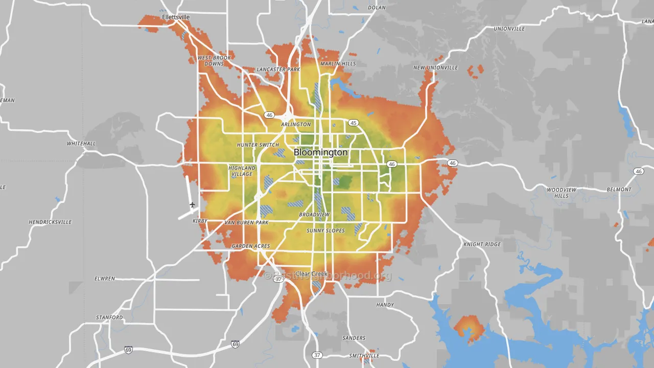 Bike Grade map of Bloomington, IN