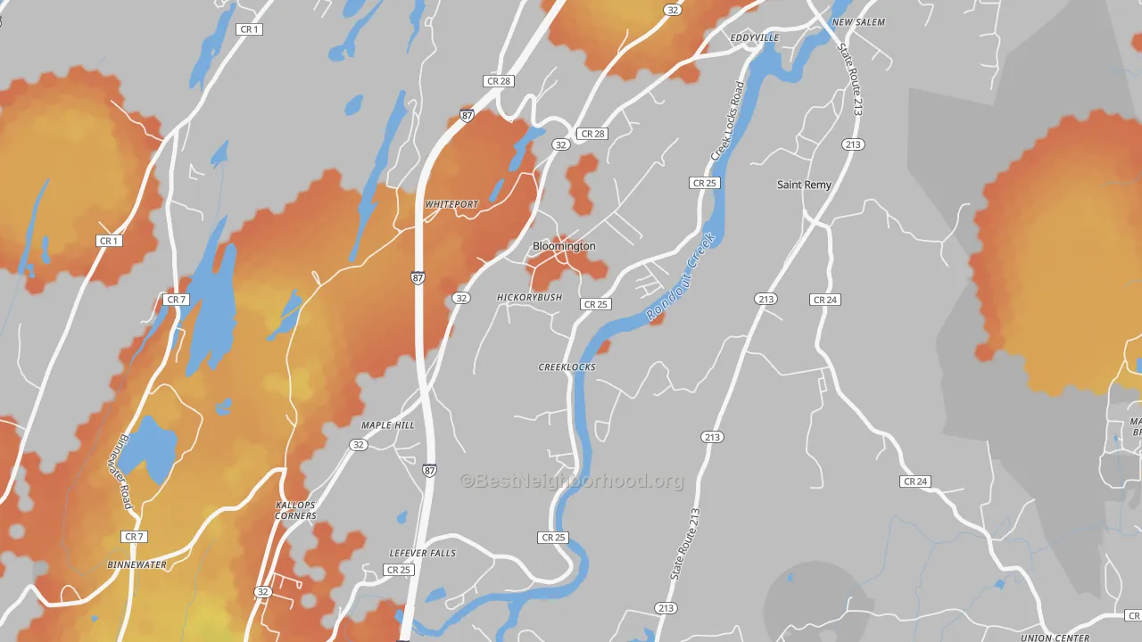 Bike Grade map of Bloomington, NY