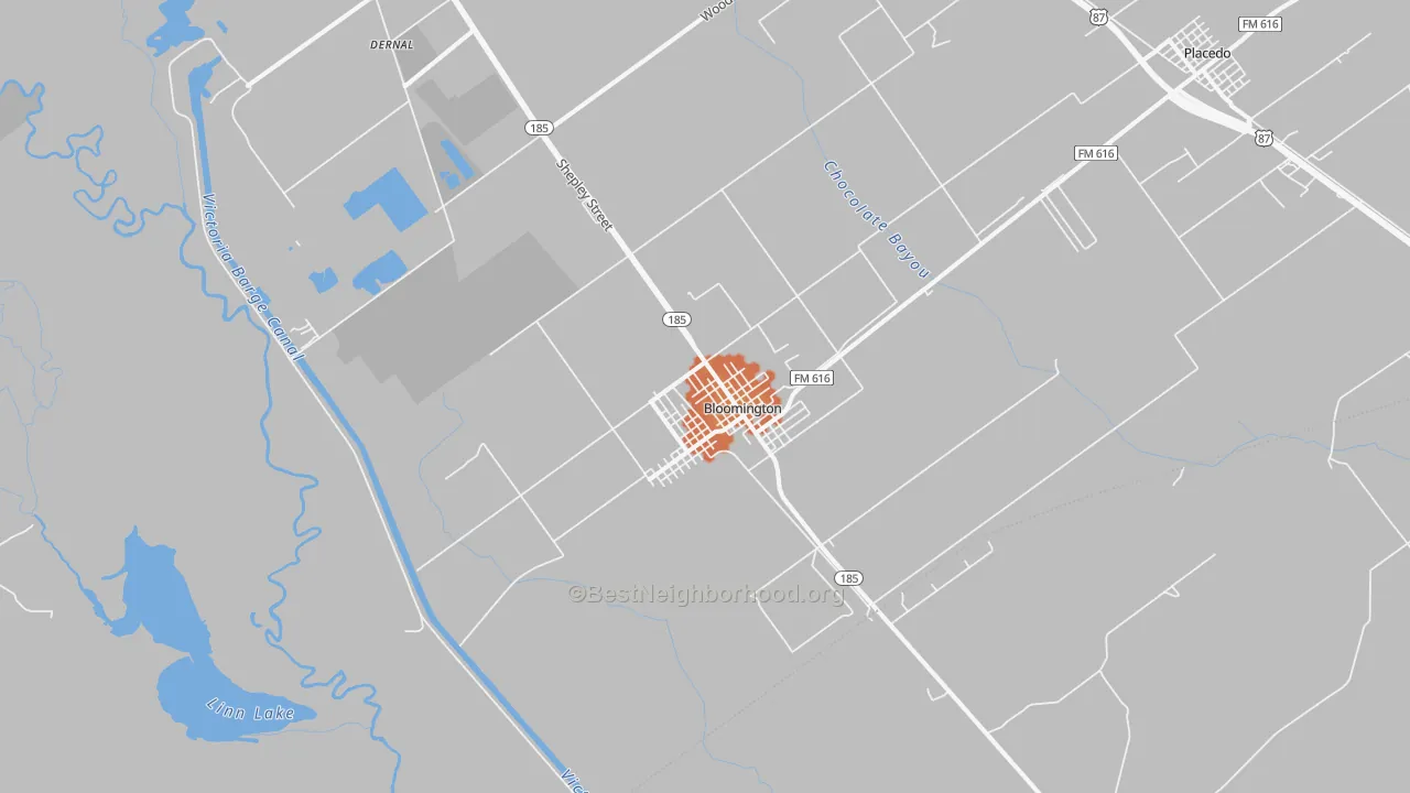 Bike Grade map of Bloomington, TX