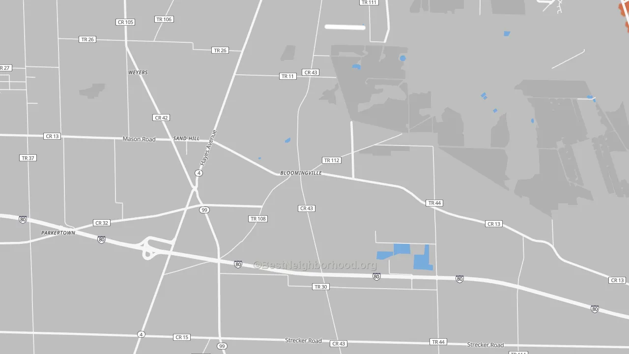 Bike Grade map of Bloomingville, OH