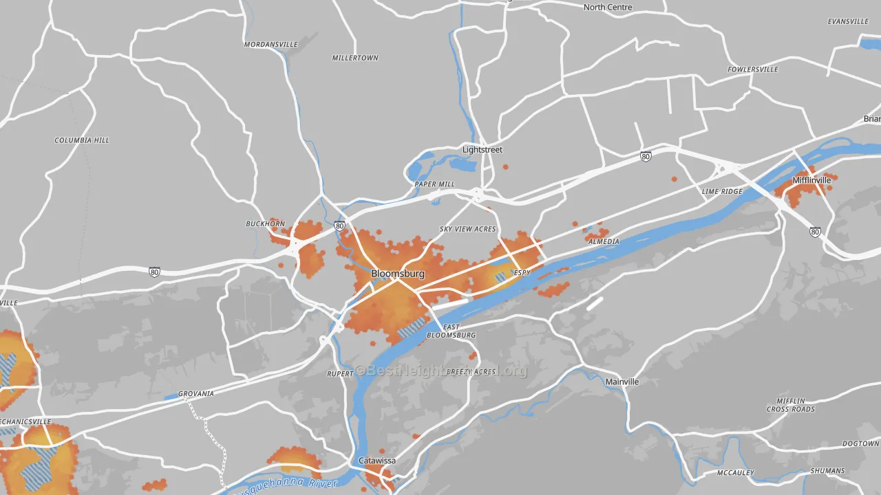 Bike Grade map of Bloomsburg, PA