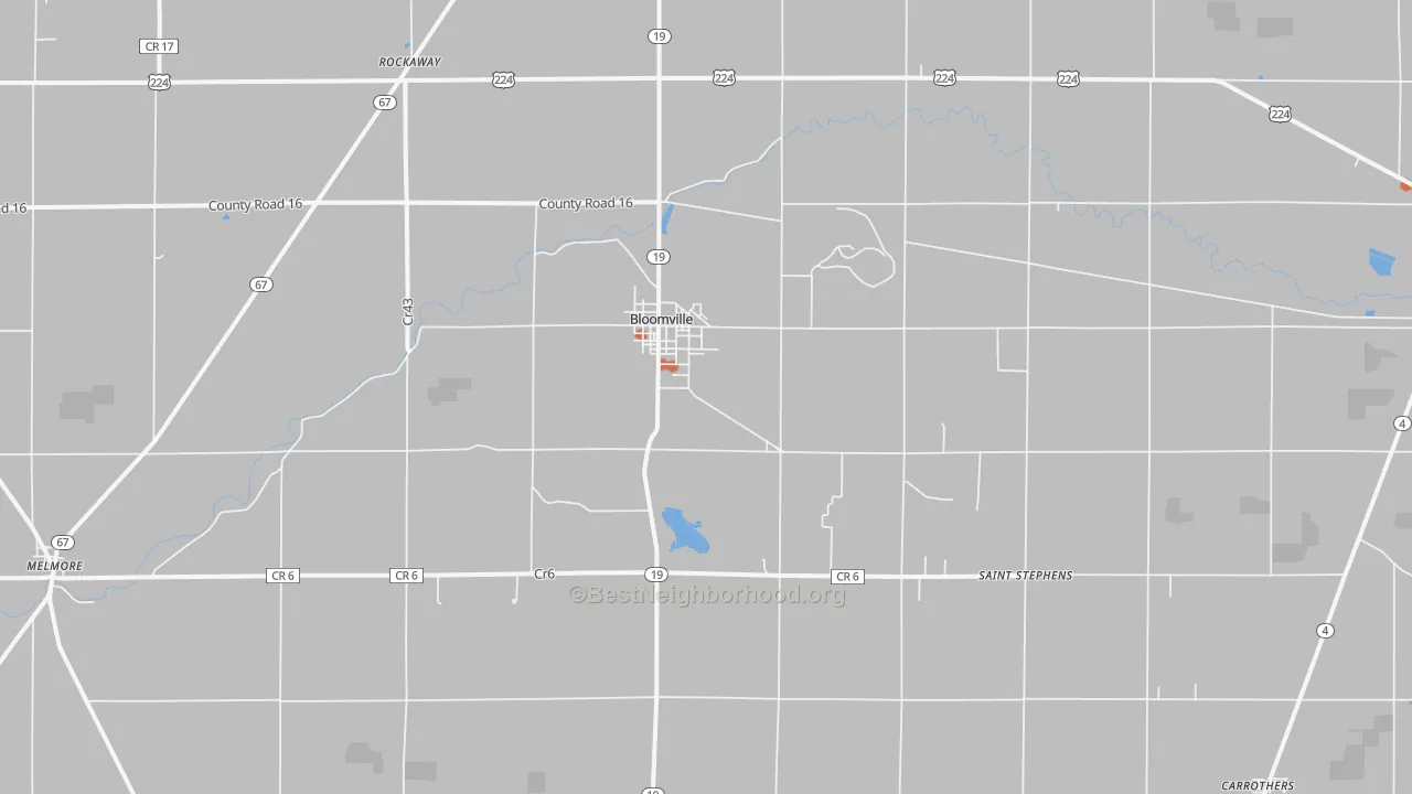 Bike Grade map of Bloomville, OH
