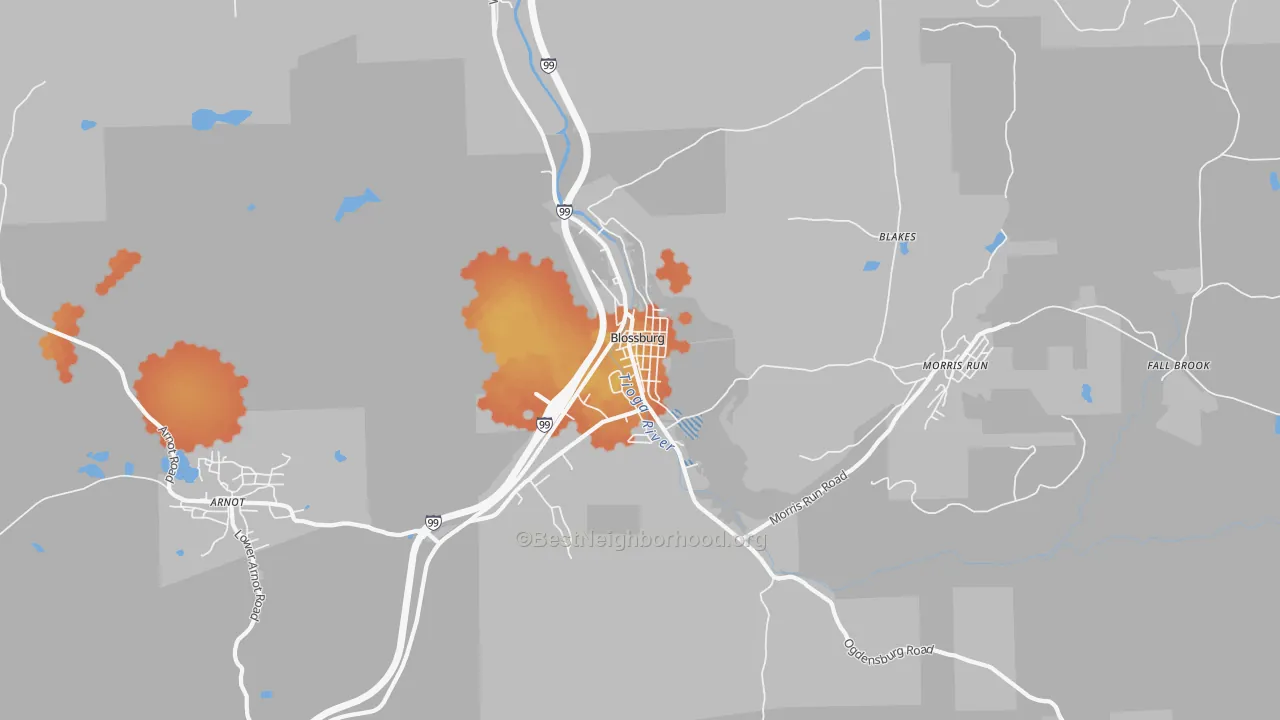 Bike Grade map of Blossburg, PA