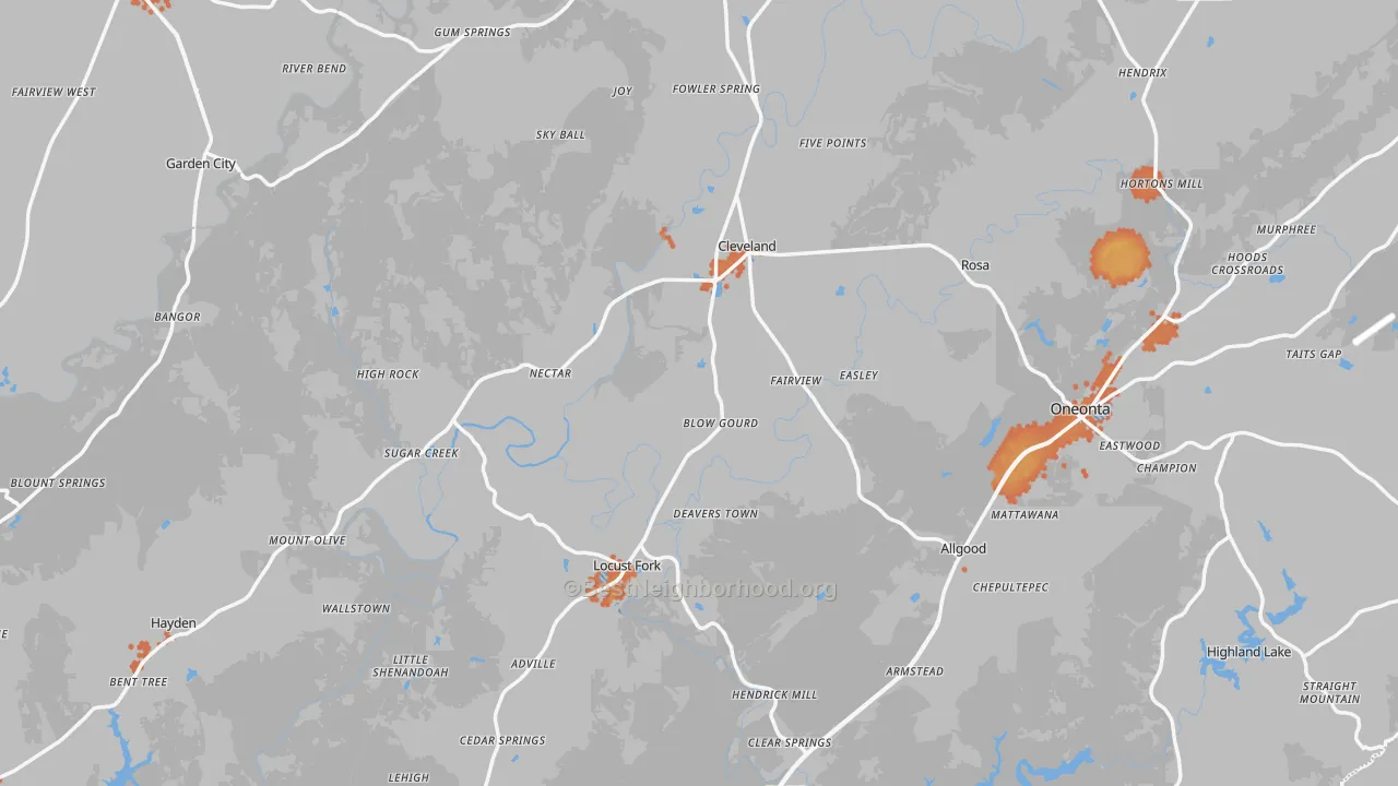 Bike Grade map of Blount County, AL