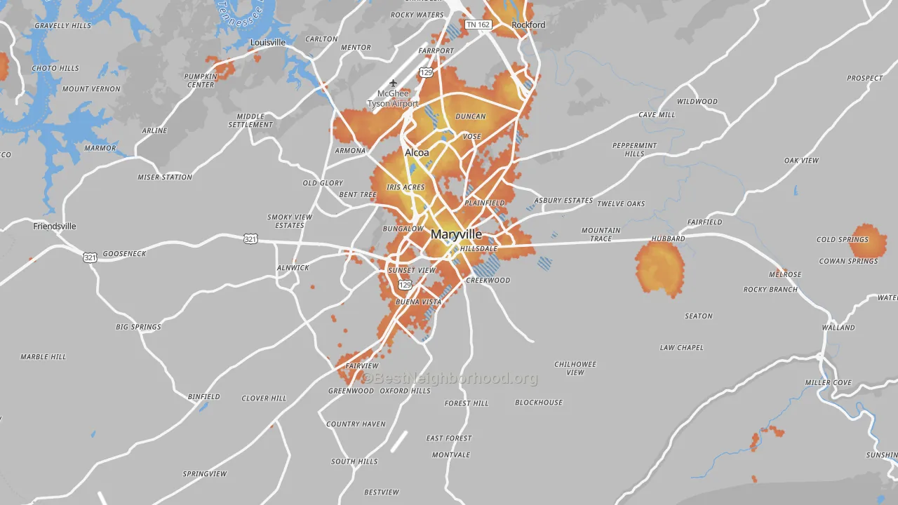 Bike Grade map of Blount County, TN