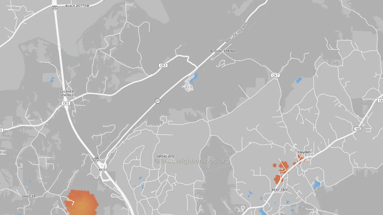 Bike Grade map of Blount Springs, AL