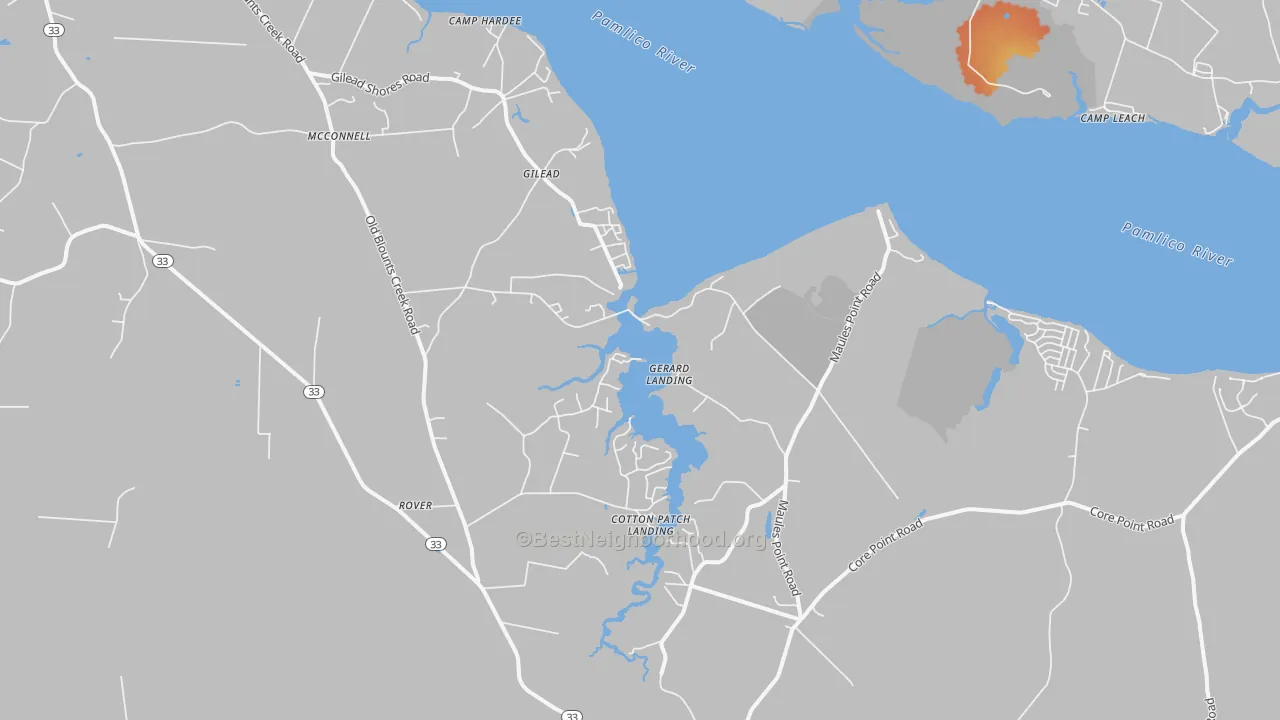Bike Grade map of Blounts Creek, NC