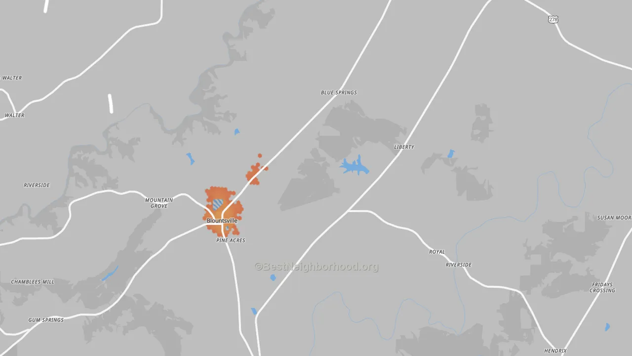 Bike Grade map of Blountsville, AL