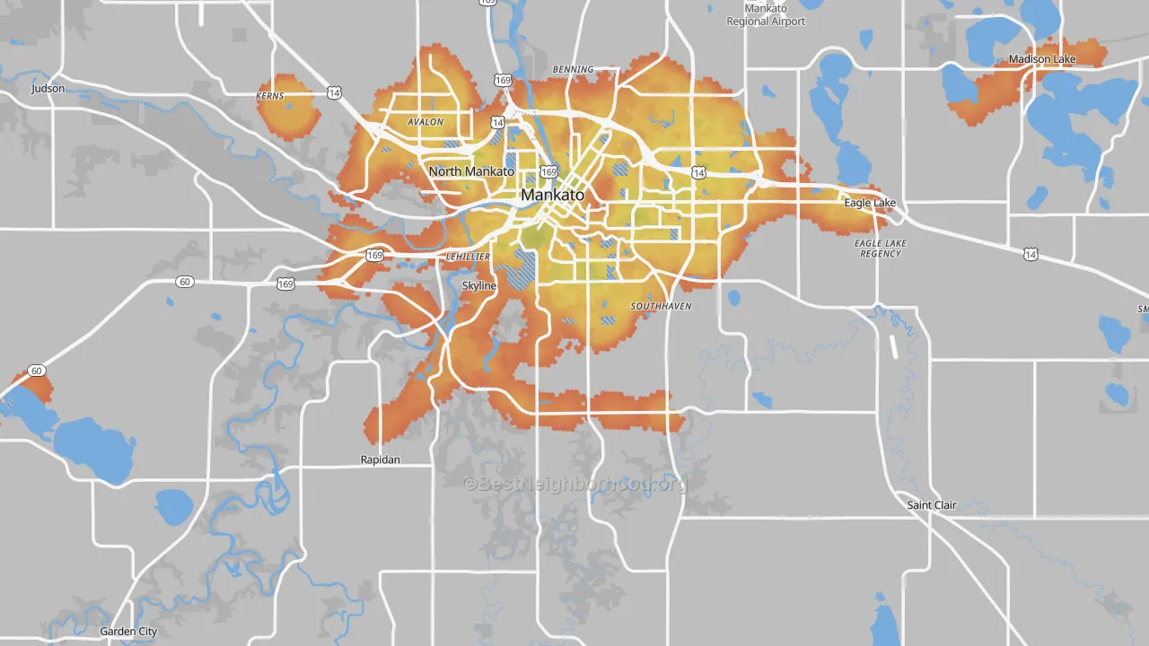 Bike Grade map of Blue Earth County, MN