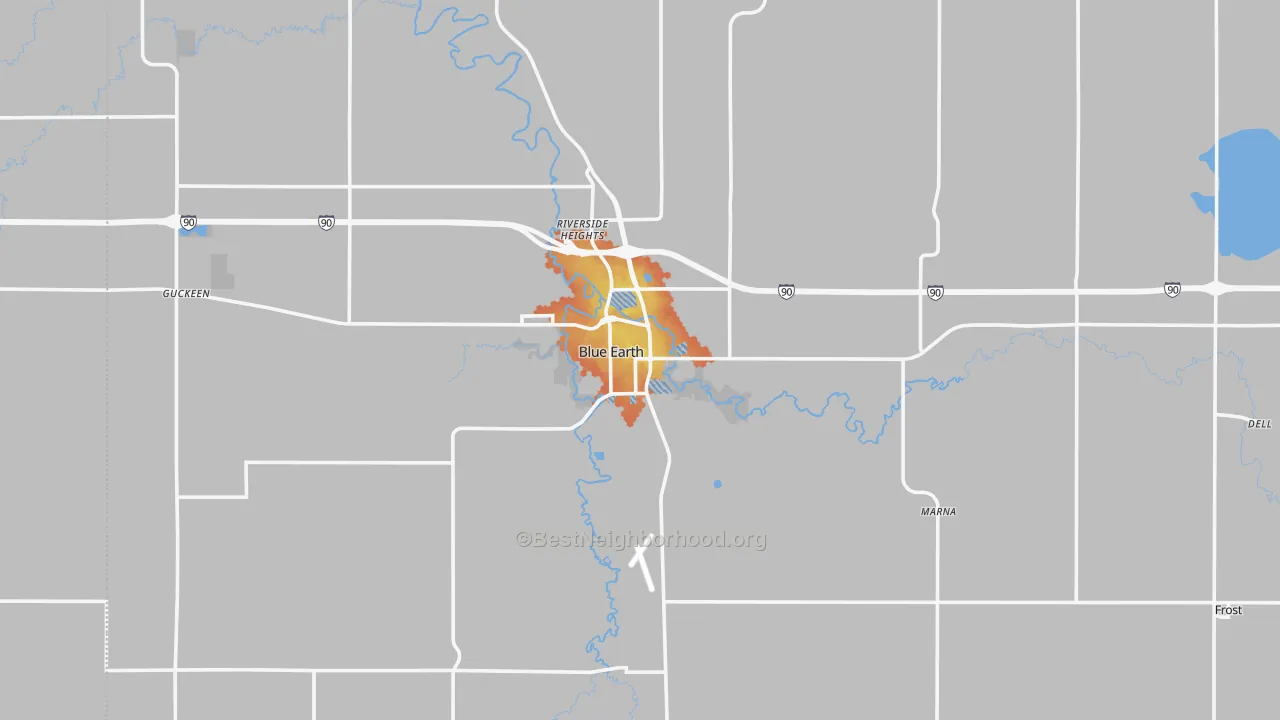 Bike Grade map of Blue Earth, MN