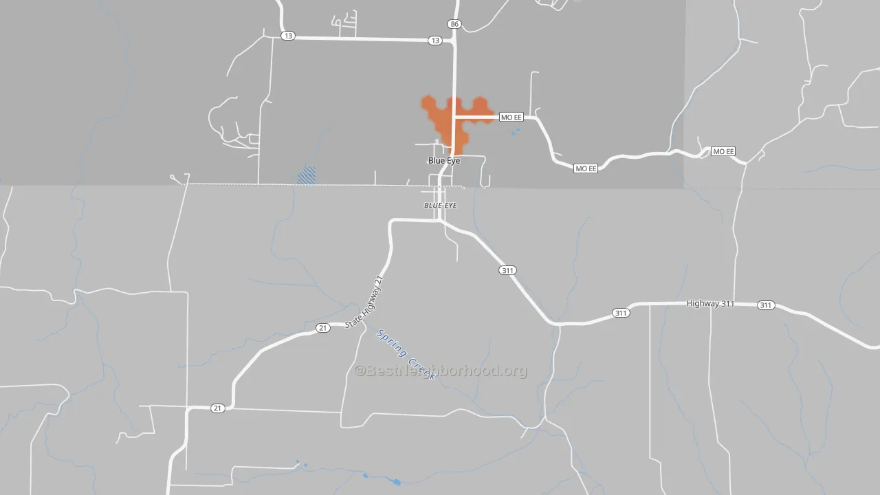 Bike Grade map of Blue Eye, AR