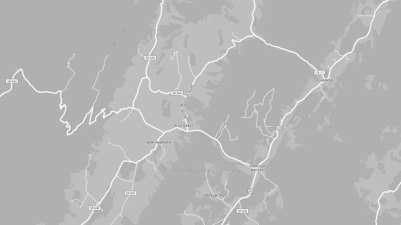 Bike Grade map of Blue Grass, VA