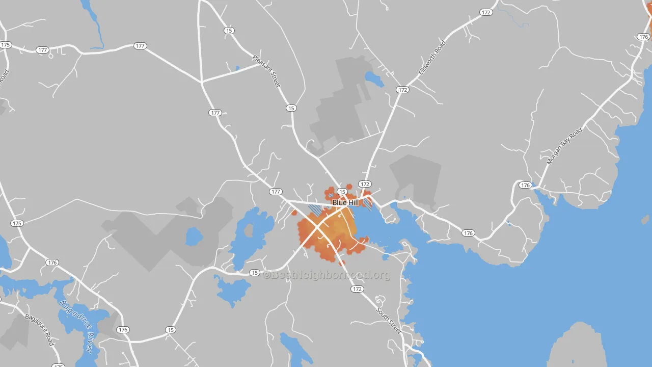 Bike Grade map of Blue Hill, ME