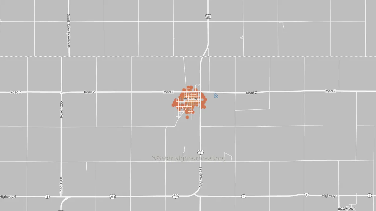 Bike Grade map of Blue Hill, NE