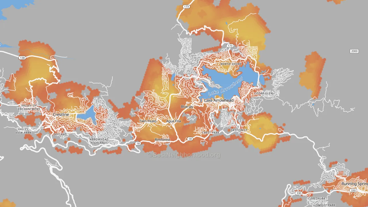Bike Grade map of Blue Jay, CA