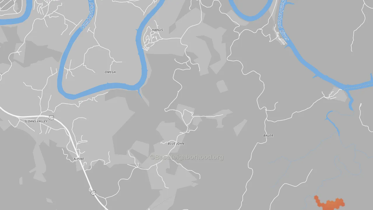 Bike Grade map of Blue John, KY