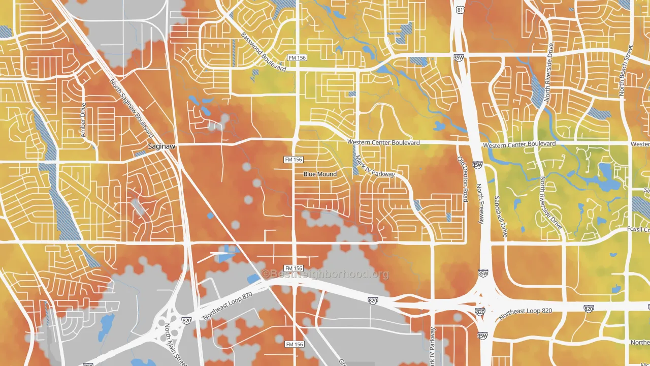 Bike Grade map of Blue Mound, TX