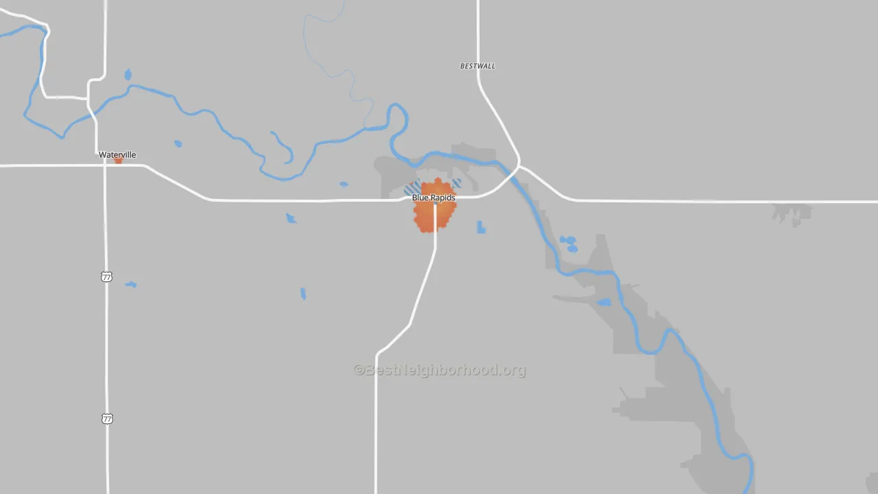 Bike Grade map of Blue Rapids, KS