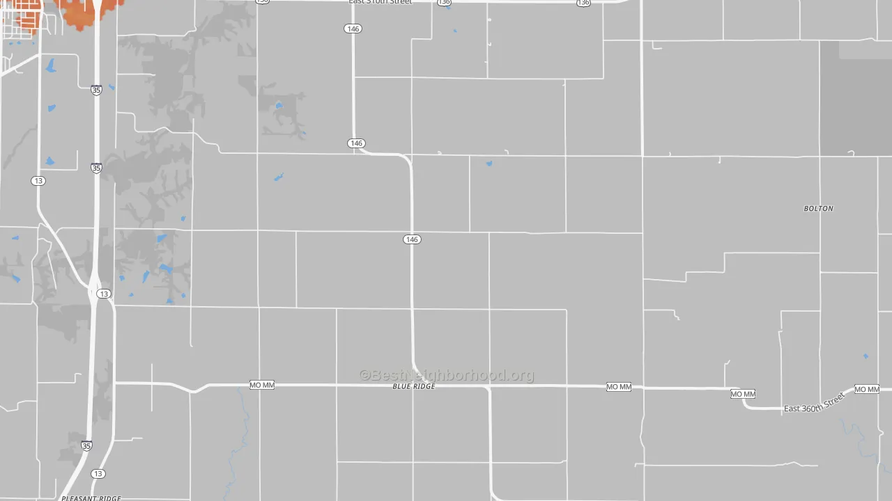 Bike Grade map of Blue Ridge, MO