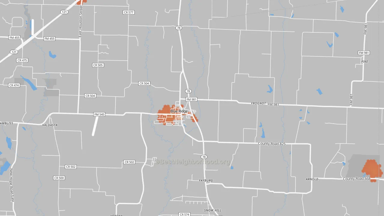 Bike Grade map of Blue Ridge, TX