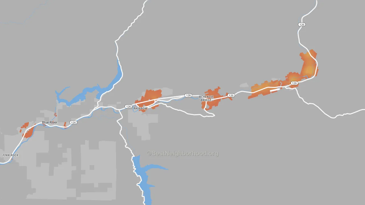 Bike Grade map of Blue River, OR