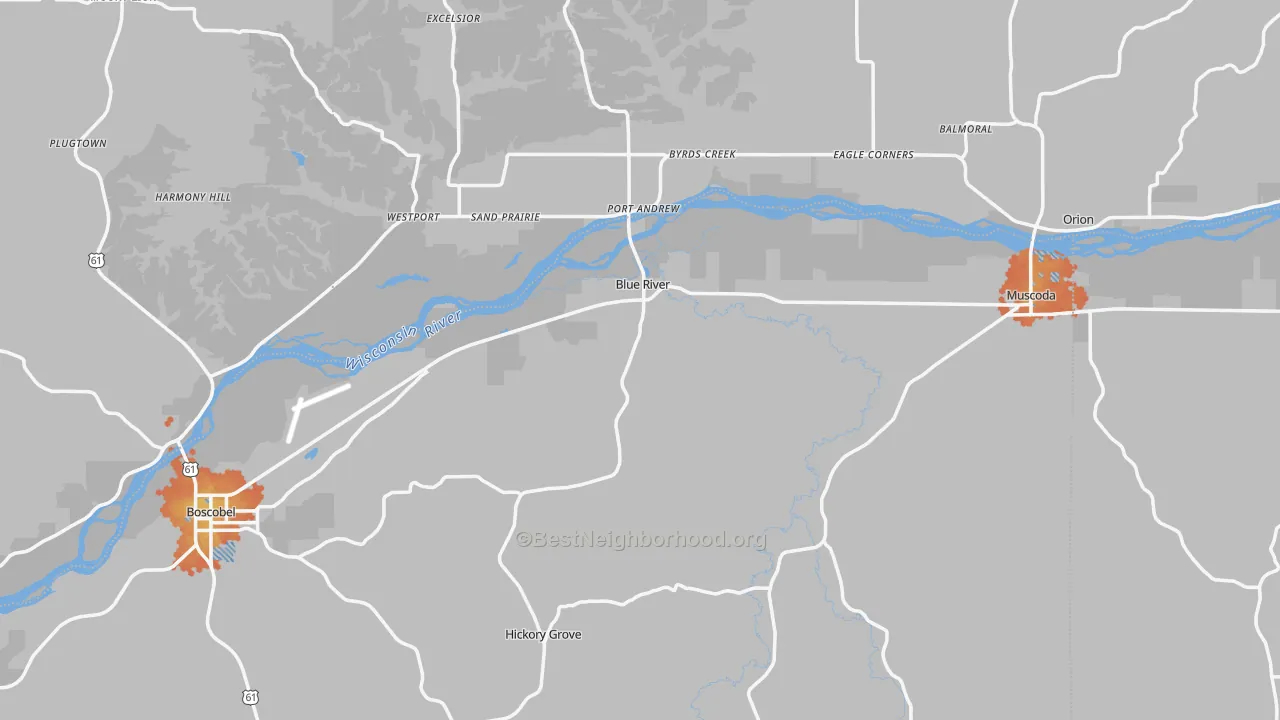 Bike Grade map of Blue River, WI