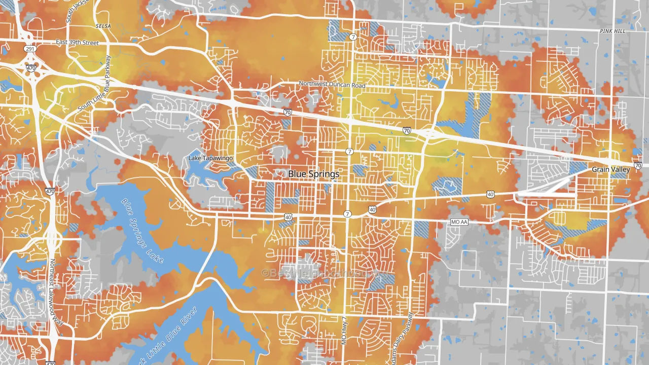 Bike Grade map of Blue Springs, MO