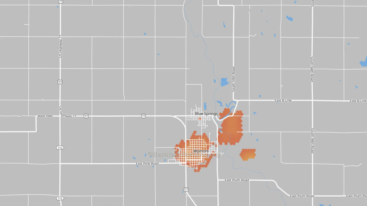 Bike Grade map of Blue Springs, NE