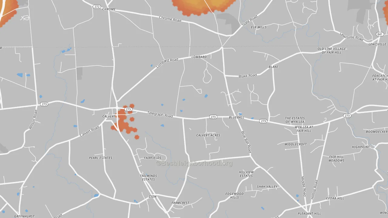 Bike Grade map of Blueball, MD