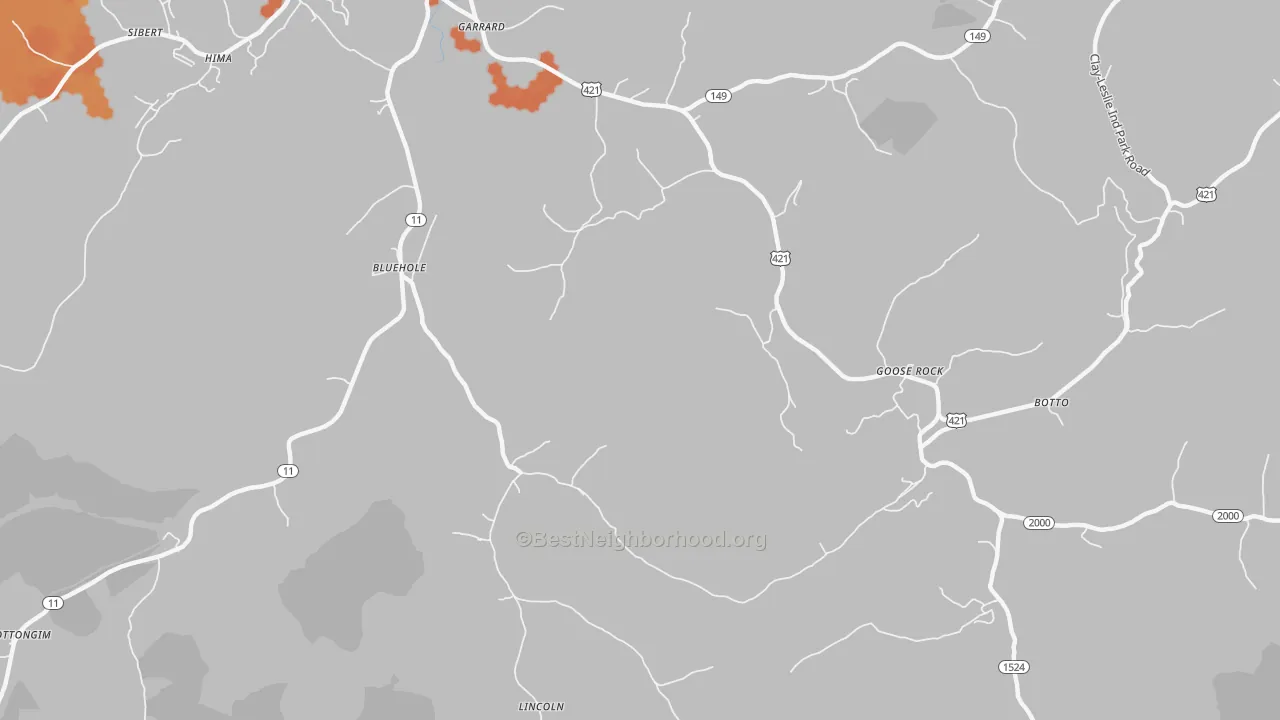 Bike Grade map of Bluehole, KY