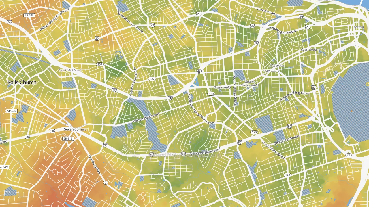 Bike Grade map of Bluemont, Arlington, VA