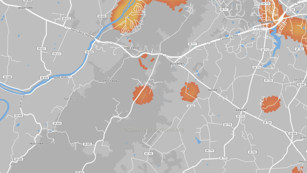 Bike Grade map of Bluemont, VA