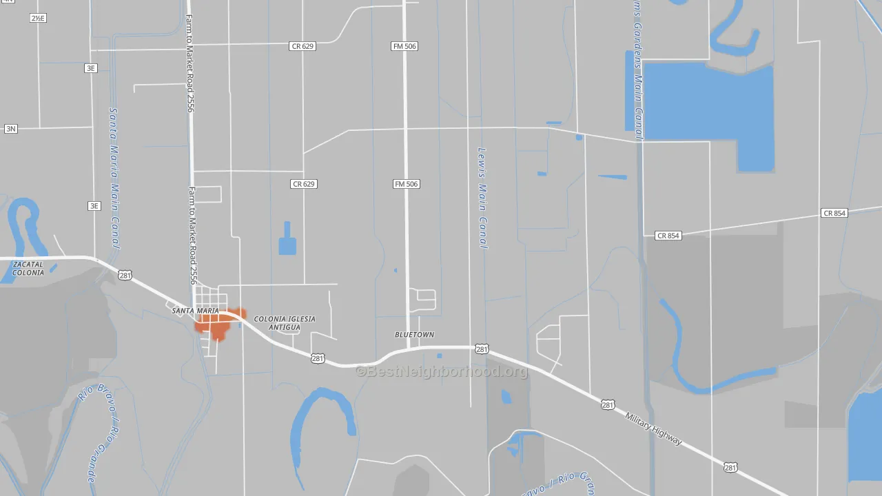 Bike Grade map of Bluetown, TX