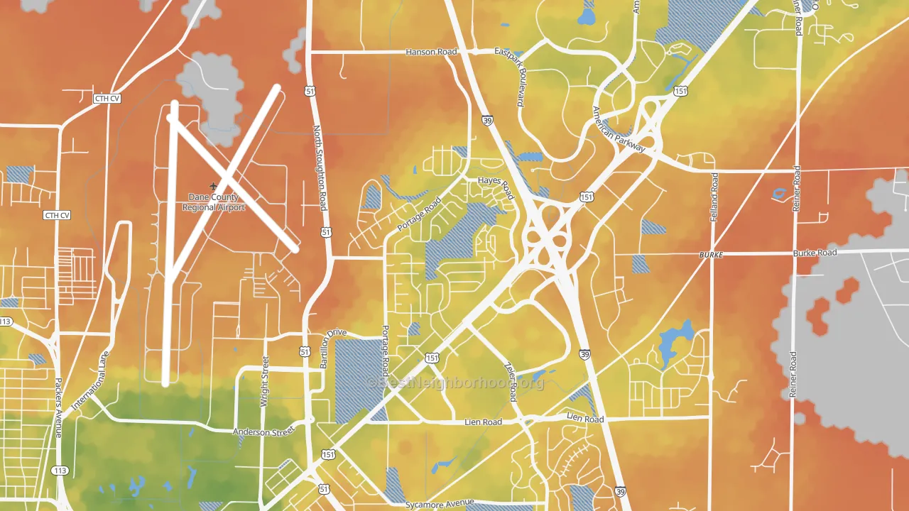 Bike Grade map of Bluff Acres, Madison, WI