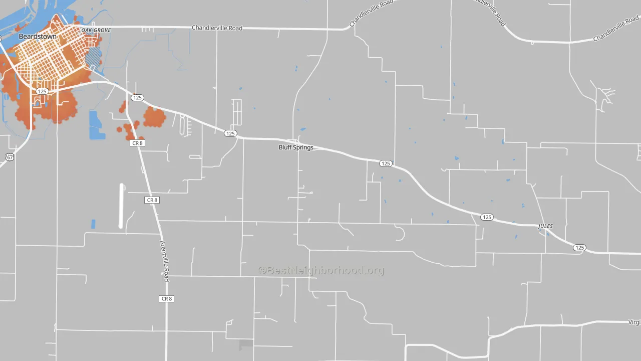 Bike Grade map of Bluff Springs, IL
