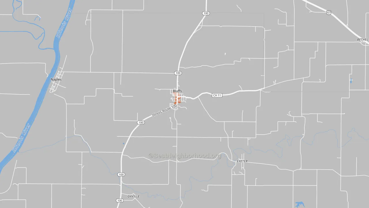 Bike Grade map of Bluffs, IL