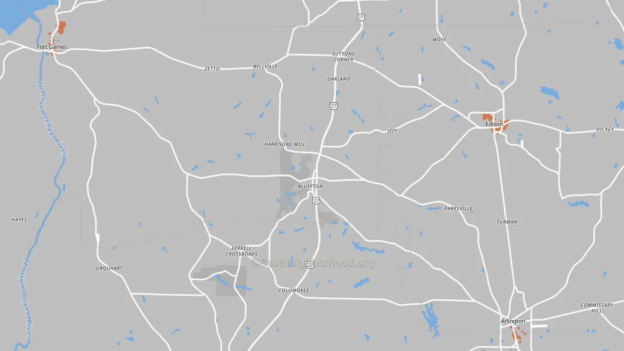 Bike Grade map of Bluffton, GA